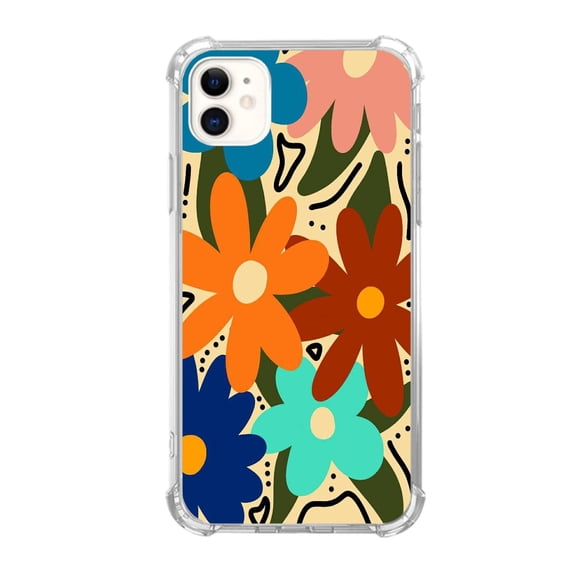Retro Abstract Flowers Case Compatible with iPhone 12,Unique Art Design TPU Bumper Cover Case