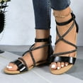 thumbnail image 2 of GJPBGK Women’s Strappy Flat Sandals Rhinestone Ankle Strap Open Toe Gladiator Sandals for Summer Party, Wedding, or Daily Wear, 2 of 6