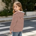 thumbnail image 5 of LEKWK Hoodies for Girls Striped Print Warm Long Sleeve Hooded Pullover Sweatshirt with Kangaroo Pocket Lightweight Tops Fall Winter Back to School Outdoor Size 3-14 Years, 5 of 8