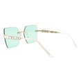 thumbnail image 3 of Rimless Square Sunglasses Womens Rhinestones Star Studded Shades Gold, Green, 3 of 4
