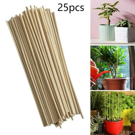 25 Pack Bamboo Plant Stakes Wood Plant Supports, Wooden Sticks Trellis Stakes Kit For Garden Plants Support Tomatoes Peas, 7.8Inch
