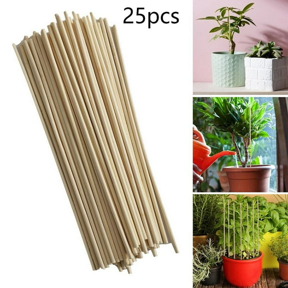 25 Pack Bamboo Plant Stakes Wood Plant Supports, Wooden Sticks Trellis Stakes Kit For Garden Plants Support Tomatoes Peas, 7.8Inch