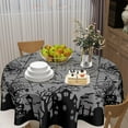 thumbnail image 4 of Halloween Round Tablecloth 60 Inch Spooky Pumpkins Castle Bats Spider Web Table Cloth Black Gray Halloween Holiday Polyester Table Cover for Kitchen Dining Room Indoor Outdoor Home Decor, 4 of 6