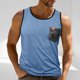 thumbnail image 1 of Camiseta de tirantes de cuello redondo para hombre, de verano, sin mangas, con cuello redondo, color block, bolsillo, de poliéster., 1 of 6