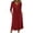 Wine, variant on Eawtki Women's Henley Neck Midi Dress with 3/4 Sleeve Casual Pleated T-Shirt Dress with Pockets for Everyday Wear
