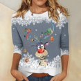 thumbnail image 2 of Mlqidk 3/4 Sleeve Shirts for Women Crew Neck Christmas Tree Print Graphic Tees Blouses Tops,Fall Tops for Women 2023 Gray L, 2 of 5