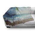 thumbnail image 3 of Ocean Soft Flannel Fleece Blanket, Palms Tropical Island Beach Maldives Photography Home Postcard Traveler Explorer, Cozy Plush for Indoor and Outdoor Use, 50" x 70", Green and Blue, by Ambesonne, 3 of 6