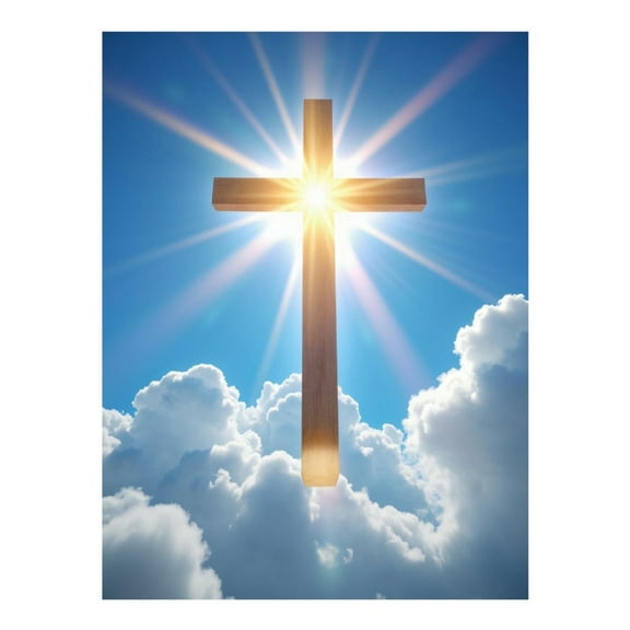 Diamond Art Kit for Adults, Sunlit Cross In Clouds Diamond Painting for Adults Beginners, DIY Diamond Art Painting Kits, 5D Diamond Painting Crafts for Home Decor 12x16 Frameless