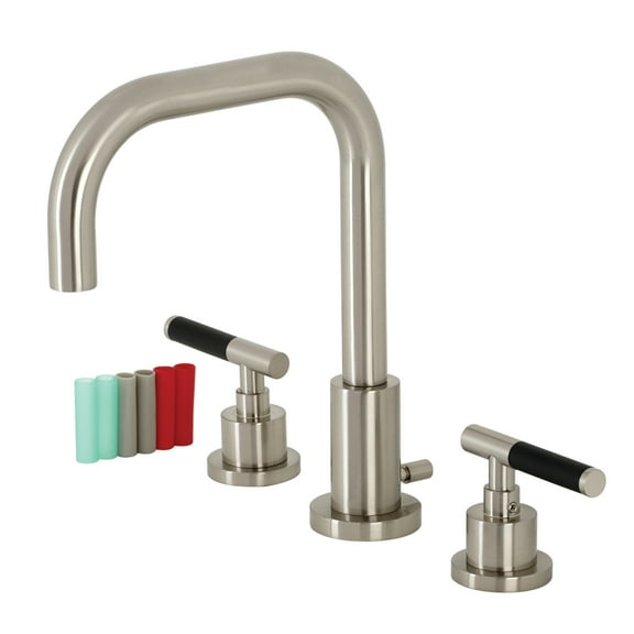 Kingston Brass FSC8938CKL Kaiser Widespread Bathroom Faucet with Brass Pop-Up, Brushed Nickel