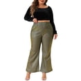 thumbnail image 2 of Agnes Orinda Women's Plus Size Metallic Sparkly Pants High Waist Wide Leg Pants Palazzo Trousers Clubwear 1X Gold, 2 of 6