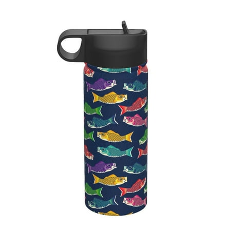 

Tideii Colorful Carp Streamer 1 for 18OZ Insulated Space Bottle Stainless Steel Water Cup with Straw Suitable for Outdoor Sports Unisex