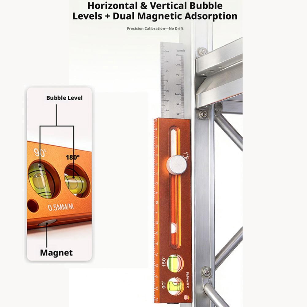 Adjustable Positioning Marking Protractor Tool,Multi-Angle Scribing Ruler Depth Measuring Ruler for Precise Angle Measurement and Marking in Woodworking, Crafting and Construction