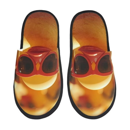 Balery Sunglasses Yellow Duck Slient Indoor Furry Fleece Comfort House Shoes Soft Non-Slip Home Shoes Cotton slippers House Slippers-- Medium