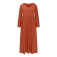 thumbnail image 4 of Birdeem Fashion Womens Spring/Summer V-Neck 3/4 Sleeve Cotton Linen Dress, 4 of 10