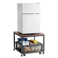thumbnail image 1 of VEVOR Mini Fridge Stand 198lbs with Storage Cart & Swivel Wheels Dark Brown, 1 of 9