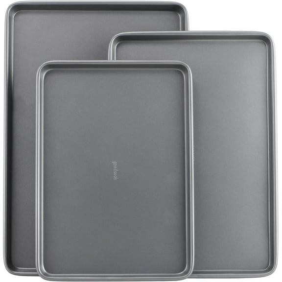 Everyday Nonstick Carbon Steel Baking Sheet Set, 3 Pack – Small 13” x 9”, Medium 15” x 10”, Large 17” x 11” – Carbon Steel Cooking Pans, Cookie Sheet Bakeware Set