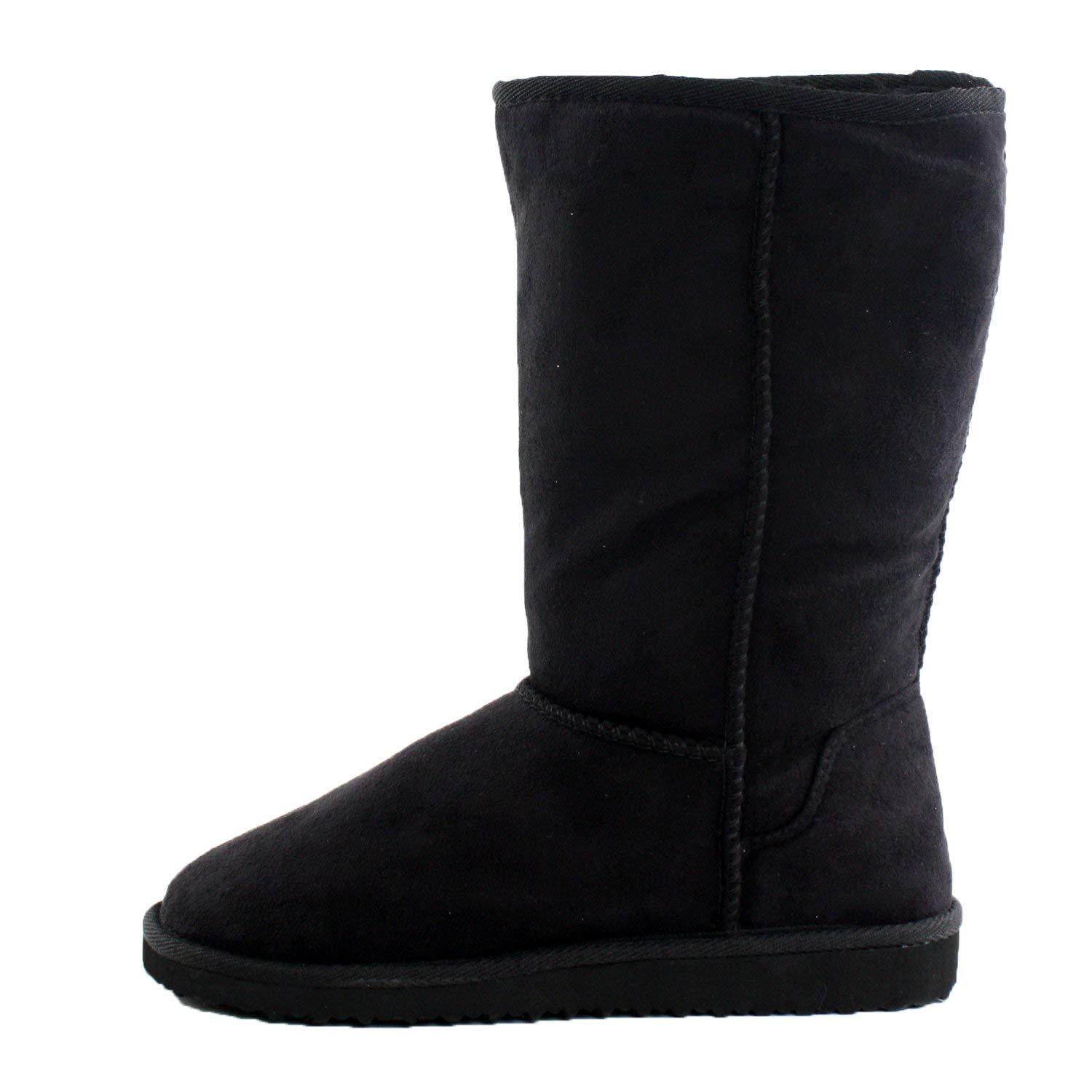 Black Furry Winter Boots Vegan Fleece Women - 5.5 - Walmart.com
