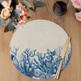 thumbnail image 3 of Summer Coastal Round 13 Inch Placemats Set of 2, Watercolor Ocean Coral Starfish Conch Beige HeatResistant Non Slip Place Mats for Dining Table, Wipeable Braided Kitchen Table Mats for Housewarming, 3 of 9