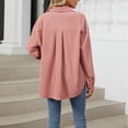 thumbnail image 5 of TFEOQRY Women's Corduroy Casual Outwear Jackets Fall and Winter Flip Collar Botton Pocket Long Sleeve Loose Blouse Coat Pink, 5 of 7