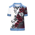 thumbnail image 4 of GNFQXSS Women Floral Print Crew Neck Short Sleeve T-Shirt Casual Lightweight Breathable Pullover Top For Daily Wear Wine XXXL, 4 of 5