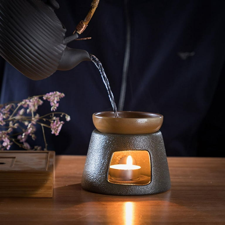 Veemoon Ceramic Tea Pot Warmer Heater Set Japanese Pottery Teapot Warmer  Base Tea Light Candle Holder Tea Stove Warmer for Tea Set Coffee Cup Tea Pot