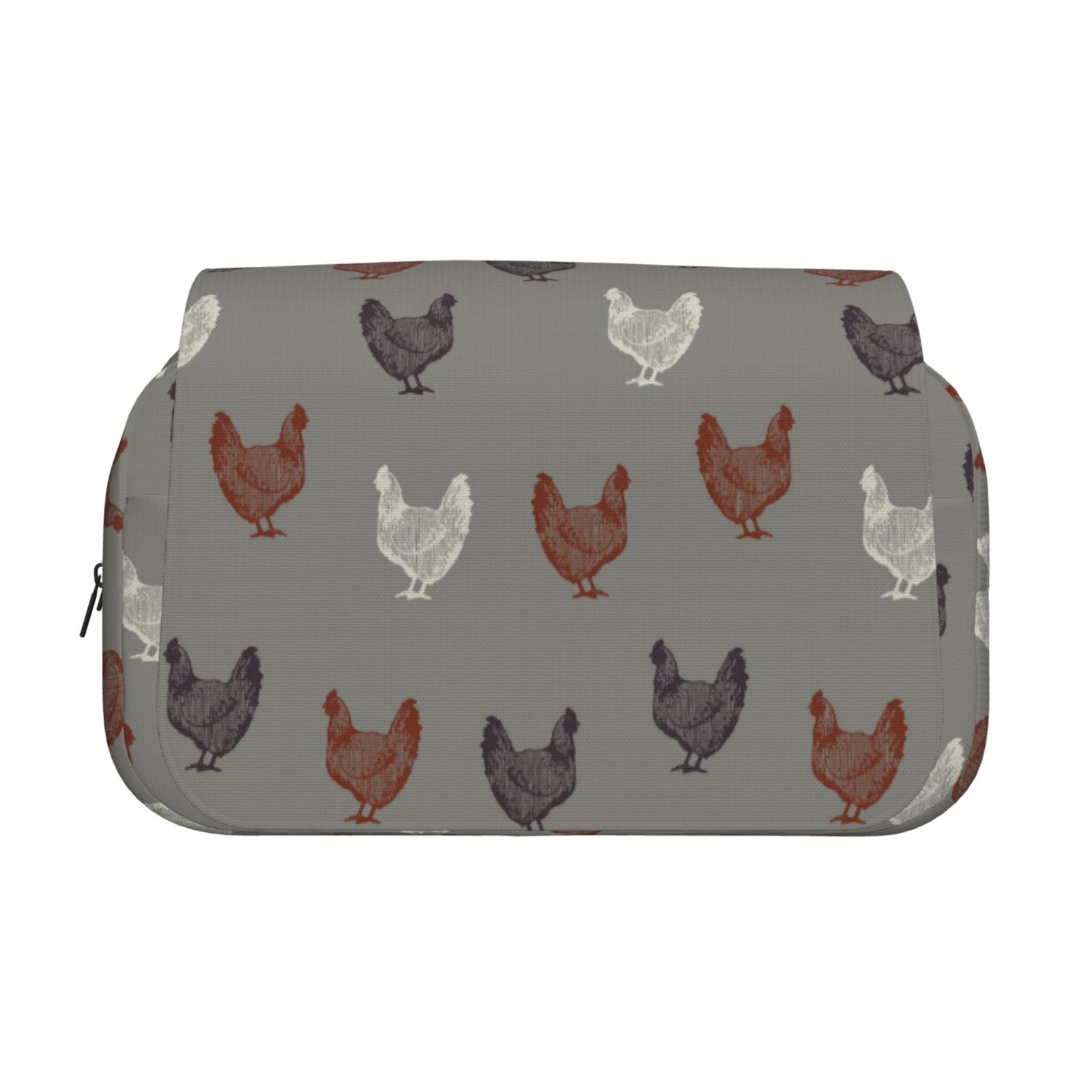 Rateoe Rooster Pattern Double Clamshell Pen Case, Storage Organizer with Two Zipper Compartments– Holds Up to 50 Pencils & Pens