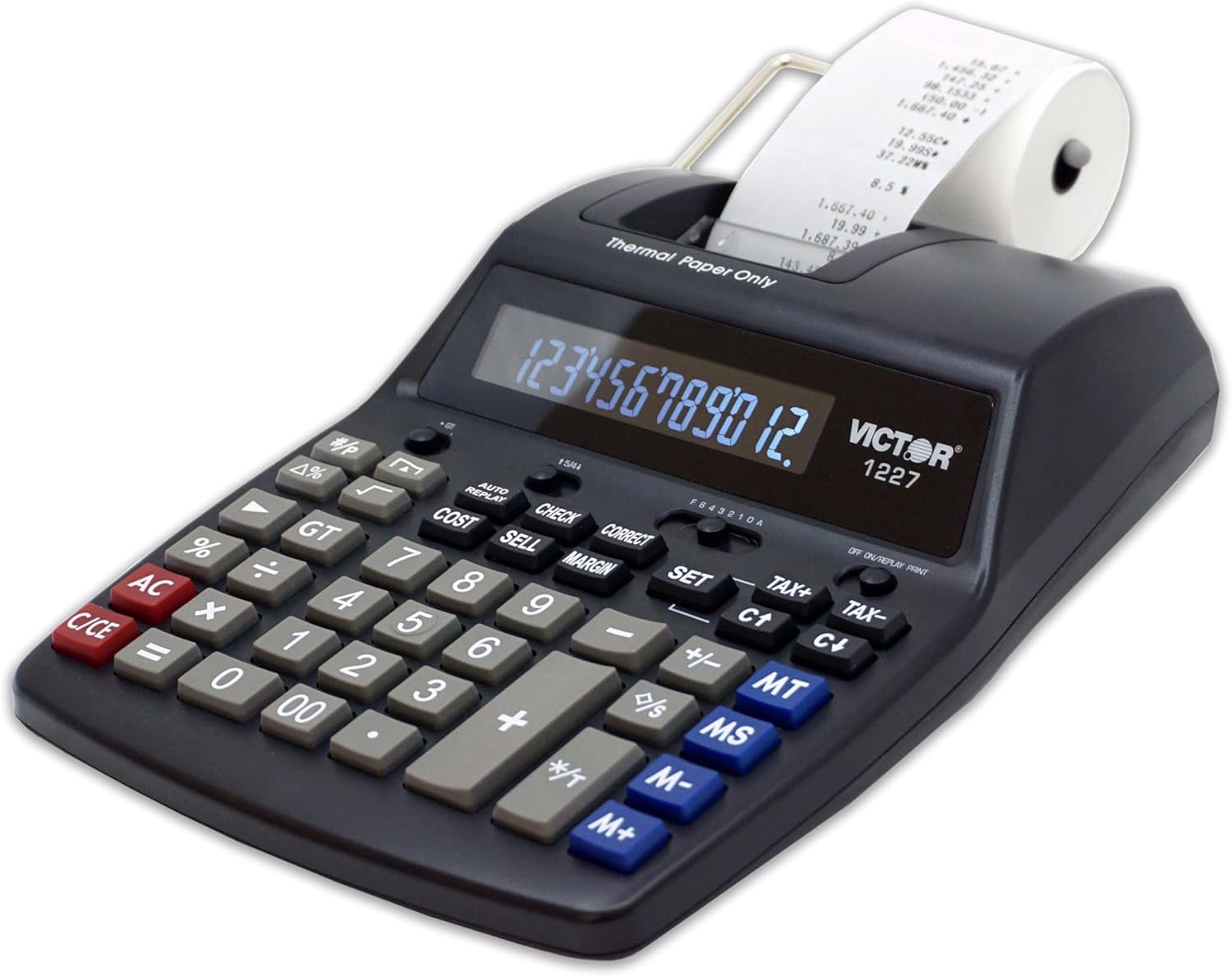 Victor Thermal Printing Calculator with Check & Correct – Fast, Ink-Free Printing, Large Screen, Smudge-Free Results for Office & Accounting