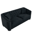 thumbnail image 3 of 77" 3 Seater Sofa, Modern Velvet Sofa with 2 Cushions , Tufted Backrests Couch with Tufted Backrests, Upholstered Sofa for Living Room, Bedroom, Apartment, Office, Black, 3 of 7