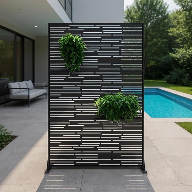 Yeshouse Biombo de acero galvanizado de alta resistencia, panel de cerca de 183 x 119 cm, divisor decorativo resistente a la intemperie y enrejado para plantas, ideal para patio y jardín