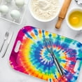 thumbnail image 6 of Serving Trays with Handles, 14.5 x 9.8 inch Rectangular Plastic Tray for Restaurant, Kitchen, Tie-Dye Colorful Spiral Patterns, 6 of 6
