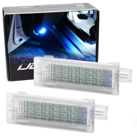 Ultra Blue Full LED Side Door Courtesy Light, Footwell Light Assemblies For BMW 1 3 5 6 7 Series Z4 X3 X5 X6, Powered by 18-SMD LED Lights & CAN-bus Error Free