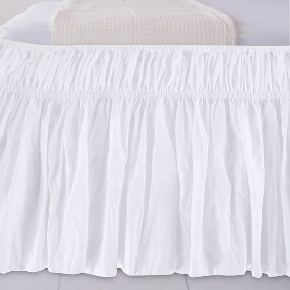 Gpoty Ruffle Bed Skirt Style Around Elastic Band Wrinkle And Fade Resistant Bed Skirt 15 Inch Drop, White, Single