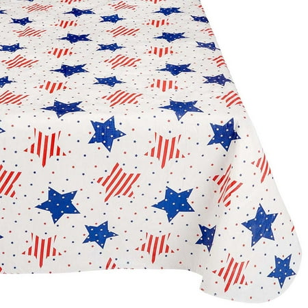 Amscan American Flannel-Backed Patriotic Vinyl Table Cover, 1 Piece, 52" x 70"