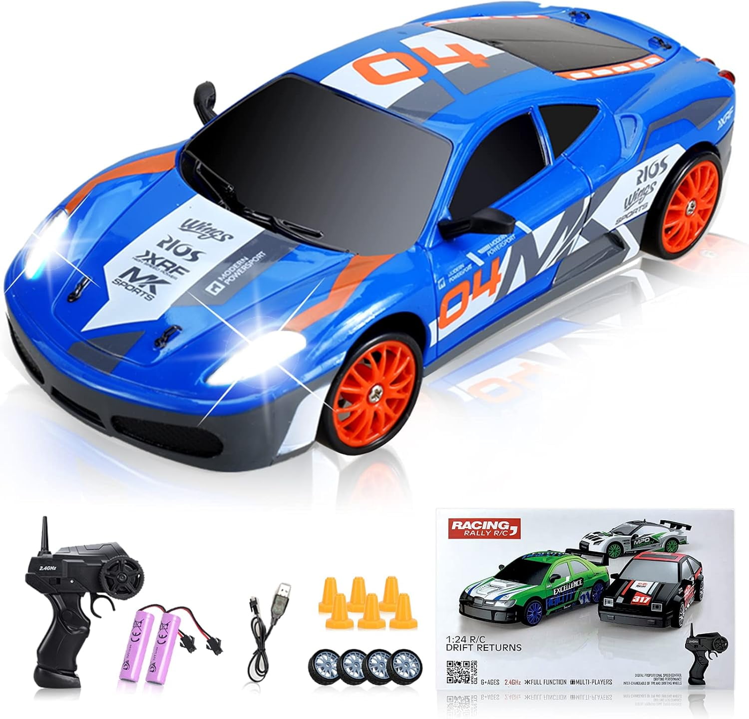 Rbaofujie Voiture Télécommandée RC, Voiture Jouet pour Enfants, Modèle Télécommandé Voiture de Sport Électrique de Course Passe-Temps pour Garçon de 3 4 5 Ans Cadeau d'Anniversaire
