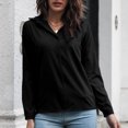 thumbnail image 4 of Blusa de Mujer ANGGREK Cuello en V Casual Top manga Larga color Puro para diario, 4 of 6