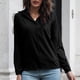 thumbnail image 4 of Blusa de mujer con cuello en V, manga larga, Color puro, fibra de poliéster suave, camisa cómoda para mujer para el trabajo diario, 4 of 6