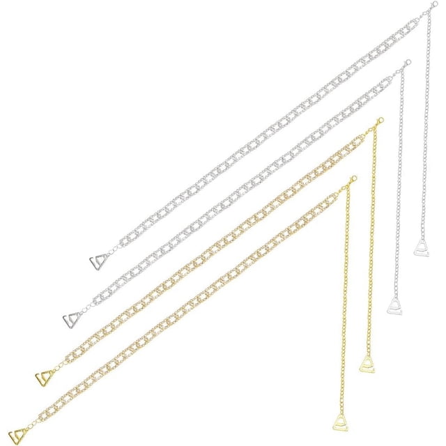2 pares de correas de lencería con diamantes de imitación de 15,35 pulgadas (39 cm) de largo con cadena de sujetador extensora de 10,39 pulgadas (26,4 cm)