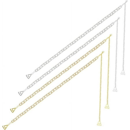 2 Pairs Rhinestone Strap Lingerie 15.35 inch(39 cm) Long Crystal Shoulder Strap with 10.39 inch(26.4 cm) Extender Bra Chain for Women Bridal Wedding Dress Accessories Silver Golden DIY