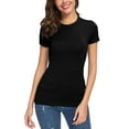 thumbnail image 3 of Urban CoCo Women's Slim Fitted Short Sleeve T-Shirt(Black, L), 3 of 6