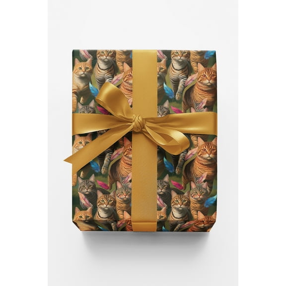 London Penny Premium Wrapping Paper - Tabby Cat Chasing