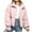 Pink, variant on Hfyihgf Women's Winter Long Sleeve Zip Cropped Puffer Jackets Stand Collar Baggy Short Padded Coats with Pockets(Khaki,L)