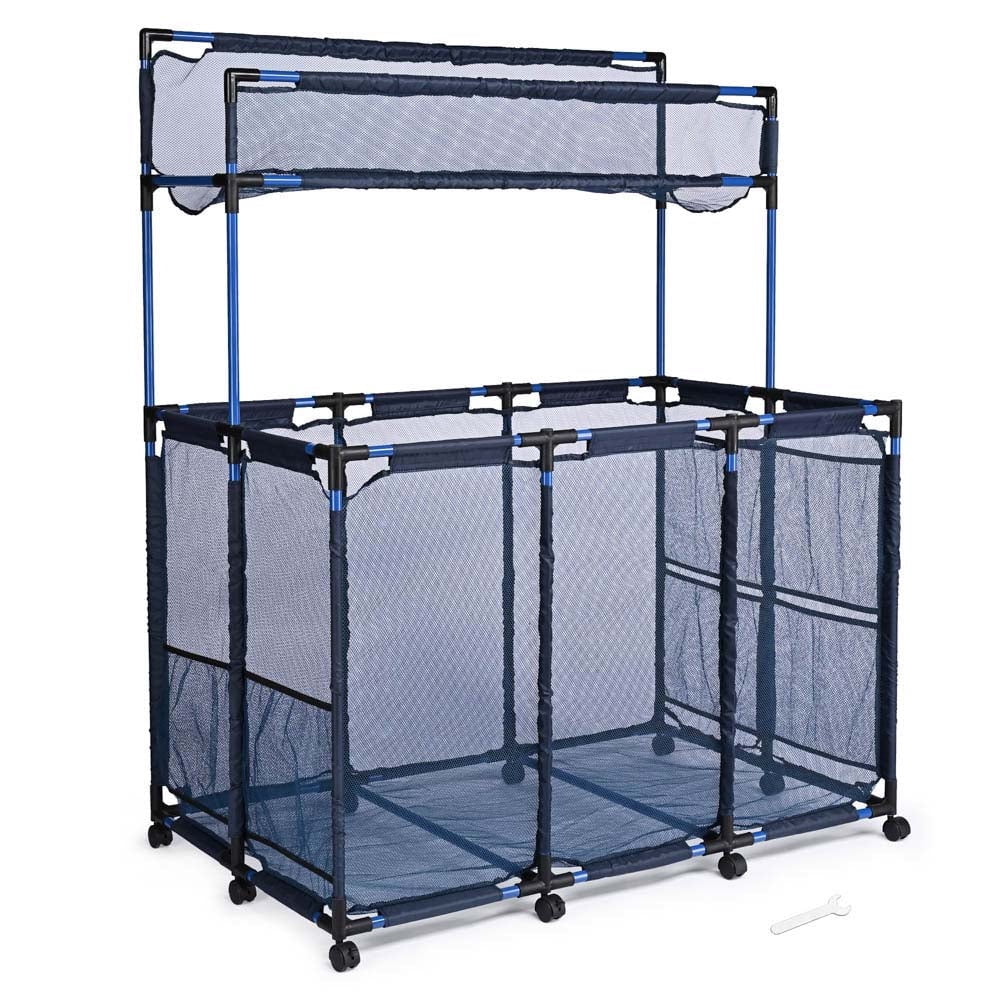 Yescom 50" Large Rolling Pool Toy Organizer – Sleek Black Mesh Storage Bin in Blue