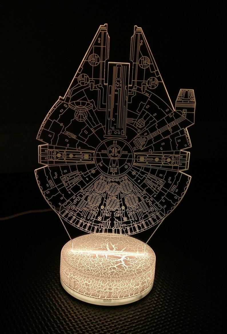 Details about   Night Light Lamp Acrylic 3D Christmas Star Wars Millennium Falcon Gift 