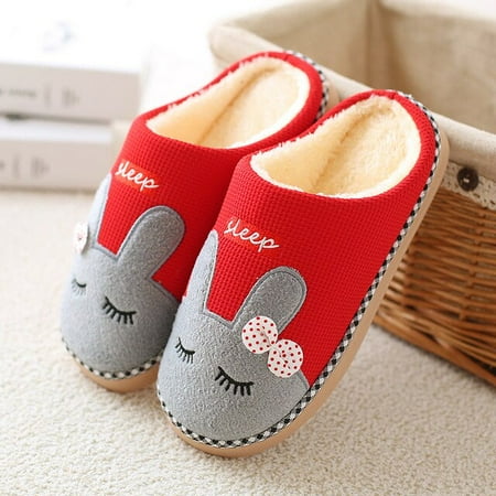 

CoCopeanut Cute Rabbit Home Slippers Winter Women Kawaii Cartoon Bunny Indoor Bedroom Female Shoes Slides Flat Family Ladies Plush Slipper