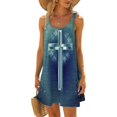 thumbnail image 2 of VEKDONE Robe Maxi à Imprimé Mode pour Femmes Été Aguichant à Dos Nu Hawaïenne de Plage Robe Décontractée Coupe Ample Évasée Robes d'Été Col Rond Robes Plissées Bleu Marine m, 2 of 5