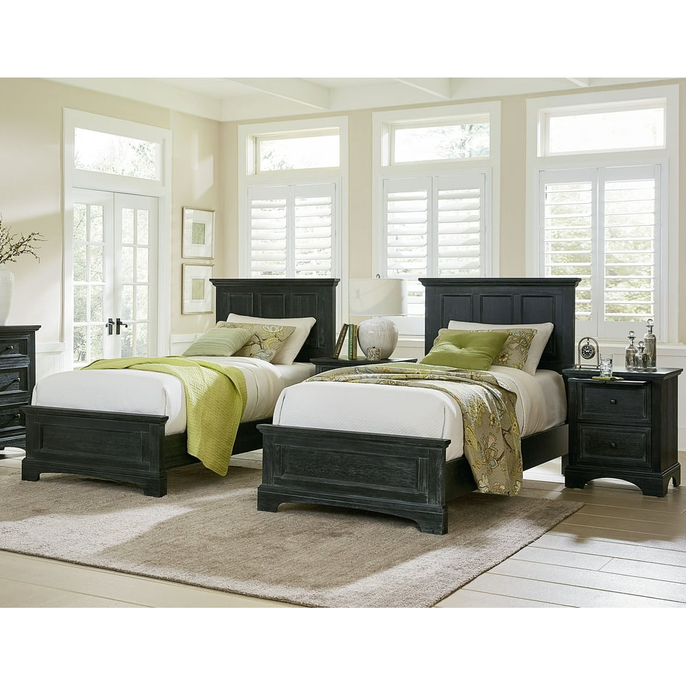 Osp Home Furnishings Farmhouse Basics Double Twin Bedroom Set With 2 Twin Beds And 2 Nightstands