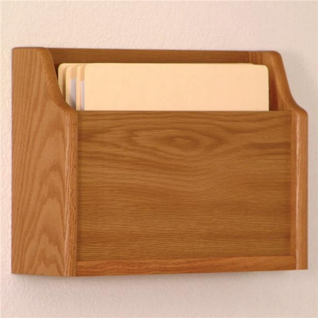 Wooden Mallet Deep Pocket Letter Size Wall Mount File Holder, Solid Oak, Black & Medium Oak, 1 Count