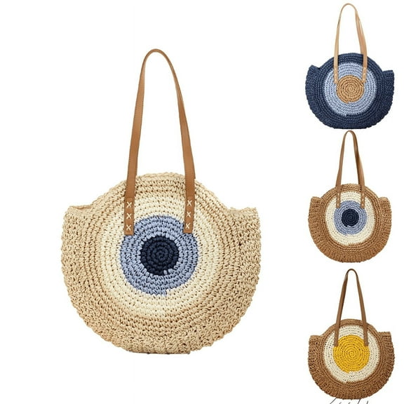 Yoyauz Women's Grass Woven Beach Bag - Women's Beach Handmade Woven Handbag, Summer Mesh Hollow Shoulder Bag, Suitable for Holidays