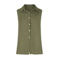 thumbnail image 4 of FAVIPT Womens Linen Tops Sleeveless Collared Tops Oversized Button Up Blouses Work Shirts Casual Summer Tank Top 2025 Army Green,L, 4 of 7