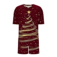 thumbnail image 3 of Zormilly Christmas Pajamas for Women Plus Size Short Sleeve Shirts Wide Leg Shorts Comfy Pajamas Set Printed, S-5XL, 3 of 5